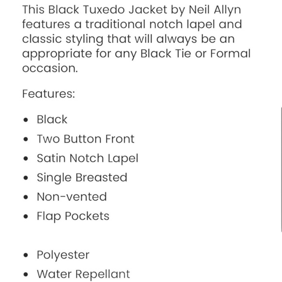 Neil Allyn Men’s Black Tuxedo Jacket Size 36R - Picture 9 of 10